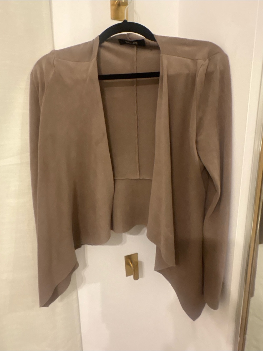 Taupe Open-Front Women's  suede Jacket